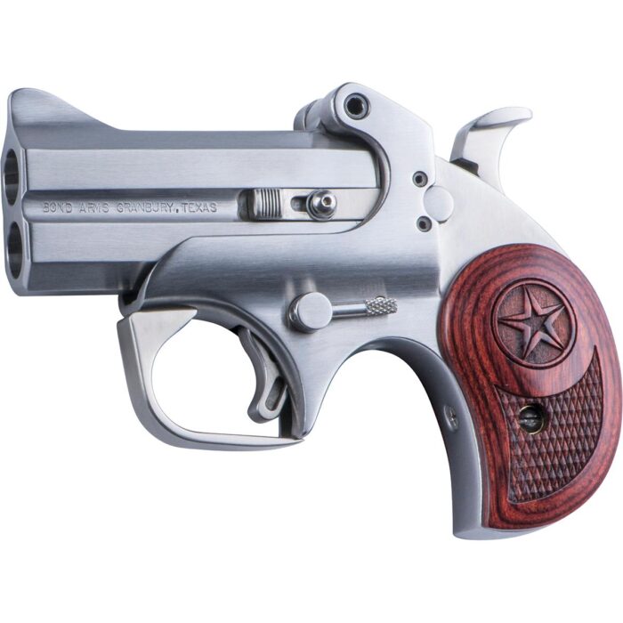 Bebatd-2jpg - bond arms texas defender handgun 2/rd capacity. 357 mag/. 38 spl. 45lc/. 410 3" barrel silver with rosewood grip - bebatd 2