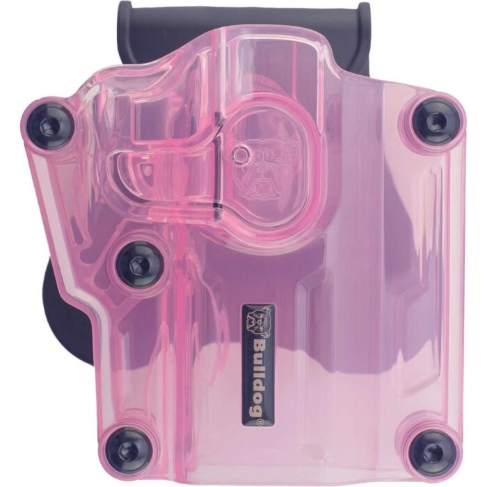 Jzmx006-1jpg - bulldog max multi-fit polymer holster w/ paddle-transparent pink rh - jzmx006 1