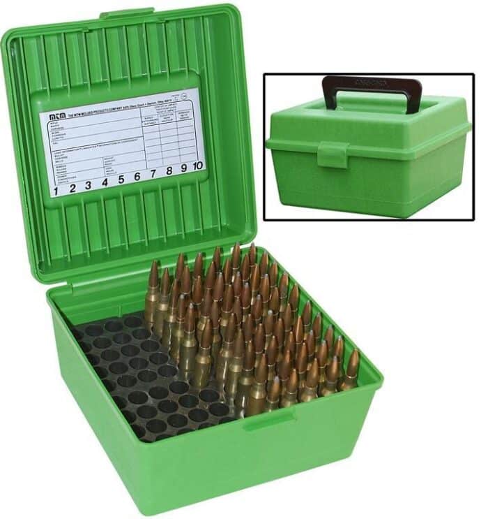 Mtr100mag10jpg - mtm deluxe r-100 mag series rifle ammo box - 100 rd green - mtr100mag10