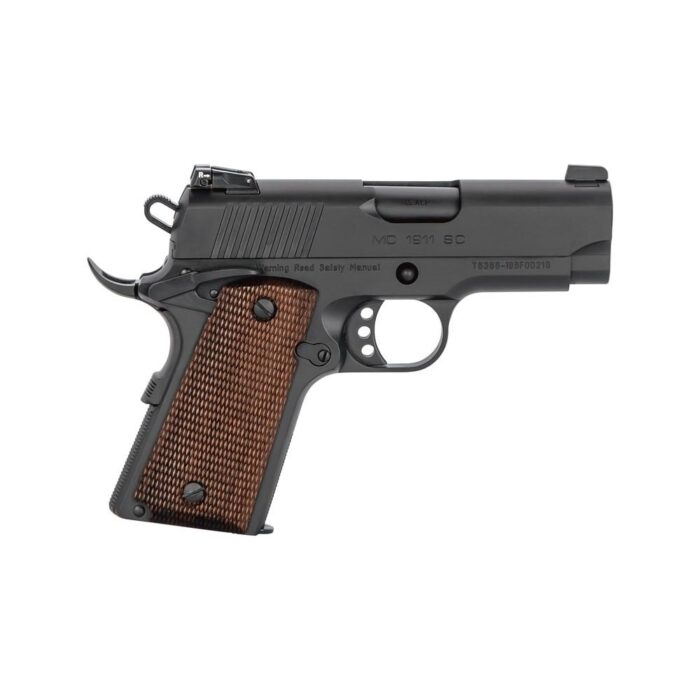 Ntanmc1911sc9mmbl-2jpg - eaa girsan mc1911 sc officer model handgun 9mm luger 7rd magazine 3. 4" barrel black w/brown grips - ntanmc1911sc9mmbl 2