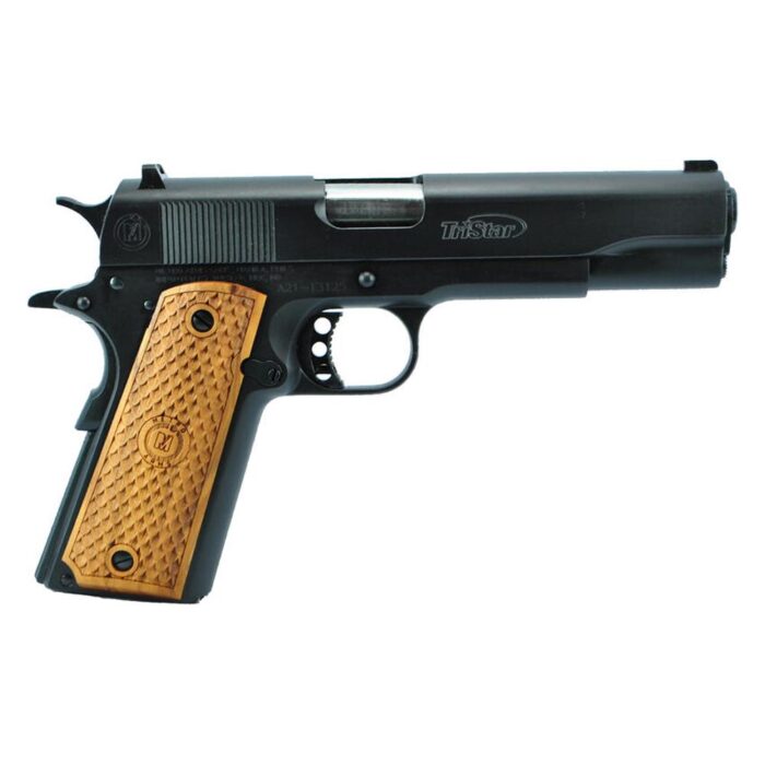 Uo85604jpg - tristar american classic govt 1911 blued 9mm 10/rd magazine 5" barrel black with wood grip - uo85604