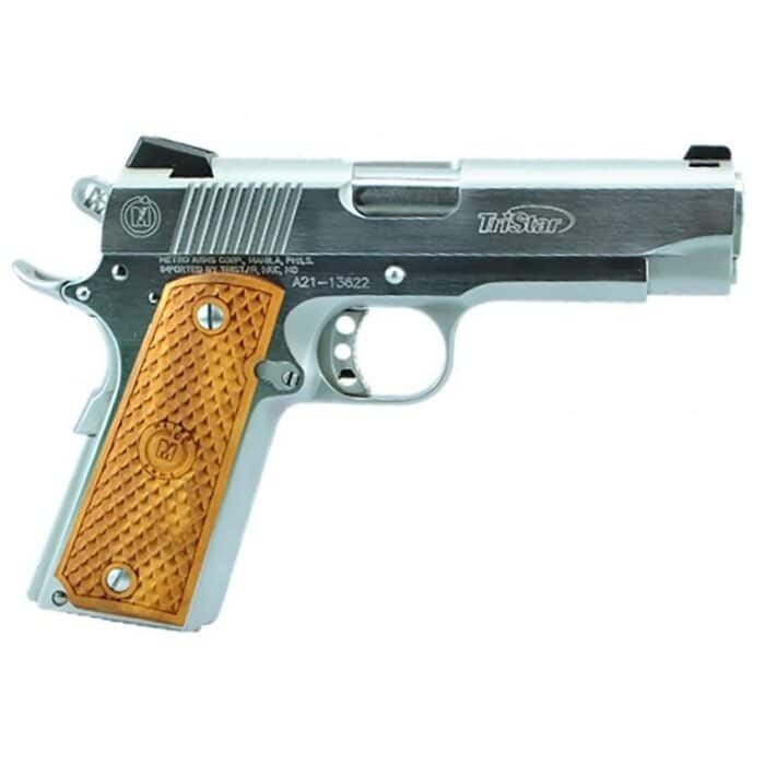 Uo85622-1jpg - tristar pistol amer classic commander 1911 handgun 45 acp 8/rd magazine 4. 25" barrel silver with wood barrel - uo85622 1