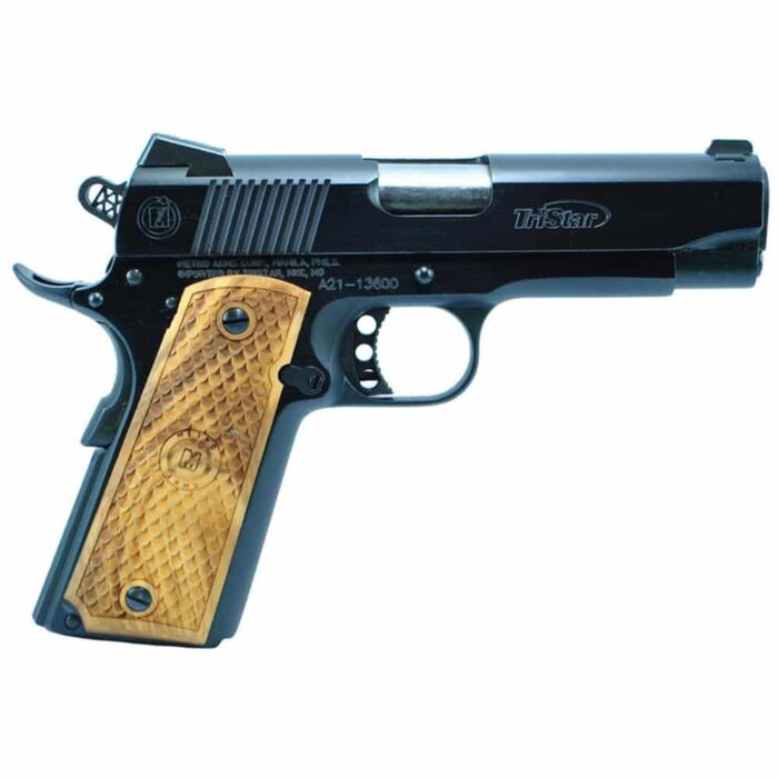 Uo85624jpg - tristar american classic commander 1911 handgun 9mm luger 10/rd magazine 4. 25" barrel black with wood grip - uo85624