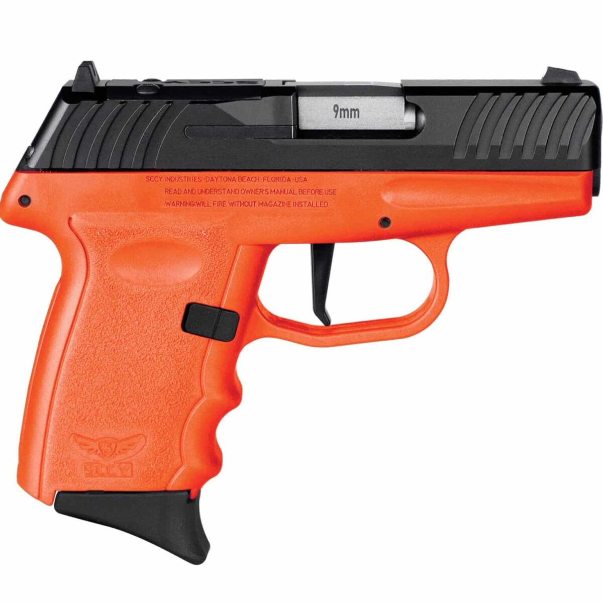 Usdvg1cborrdr_1jpg - sccy dvg-1 rdr handgun 9mm luger 10rd magazine 3. 1" barrel striker fired black slide/orange frame - usdvg1cborrdr 1