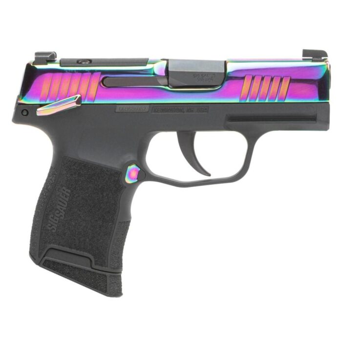 Xi677856-1jpg - sig sauer p365x handgun 9mm luger 12rd magazines (2) 3. 1" barrel rainbow titanium slide with black frame - xi677856 1