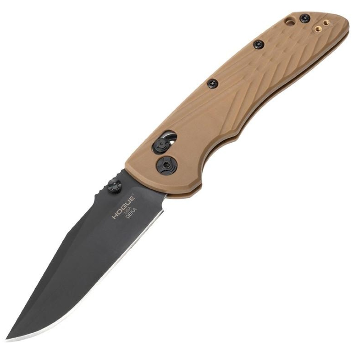 Jn24377. Jpg - hogue deka manual folder knife 3 1/4" clip point blade fde - jn24377