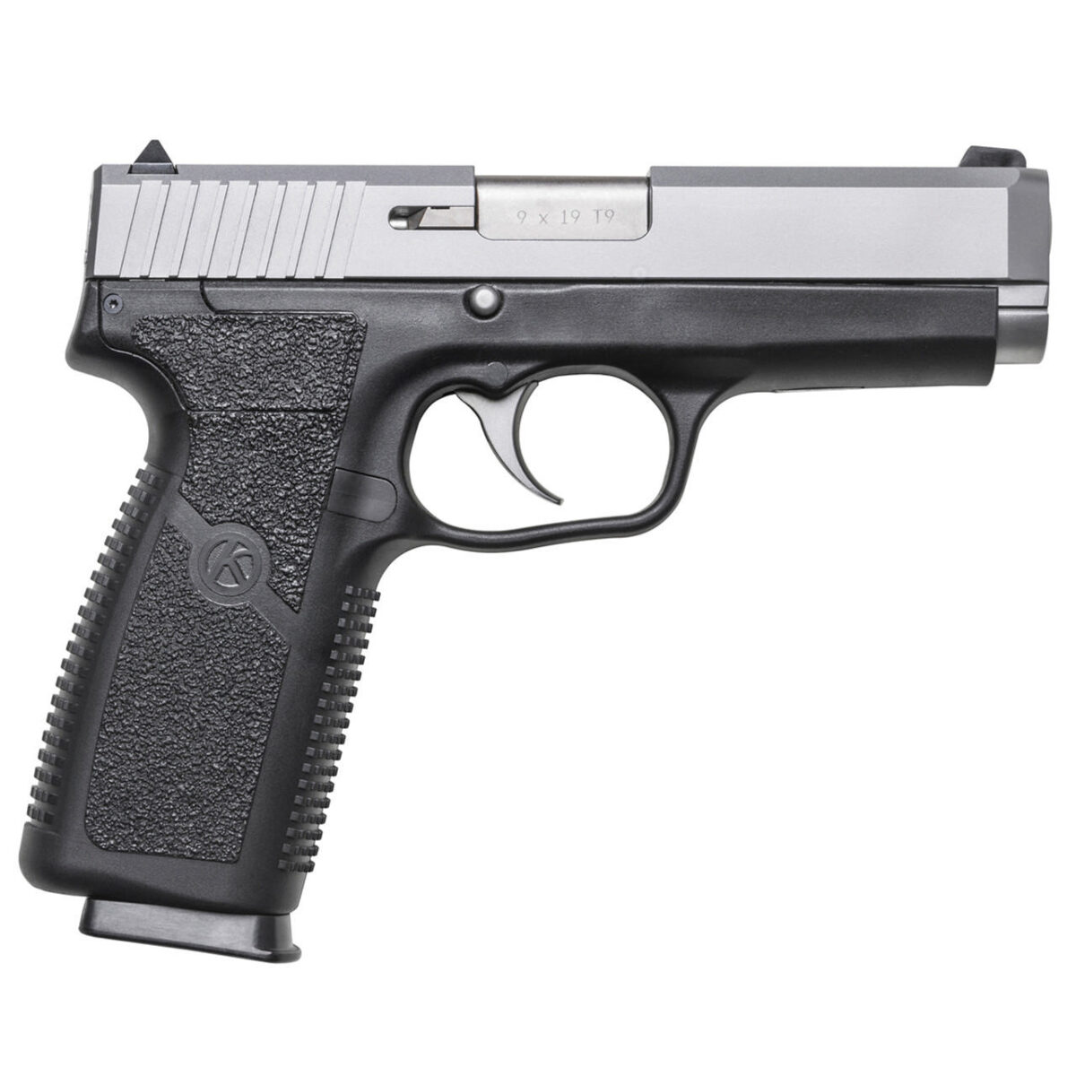 Kzm9093na. Jpg - kahr mk9 handgun 9mm luger 6rd(2)&7rd(1) magazines 3" barrel stainless slide/black grip night sights ca compliant - kzm9093na