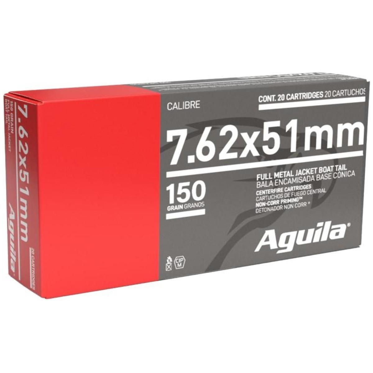 Au1e762110-centerfire. Jpg - aguila rifle ammunition 7. 62x51mm 150 gr fmjbt 2750 fps 20/ct - au1e762110 centerfire