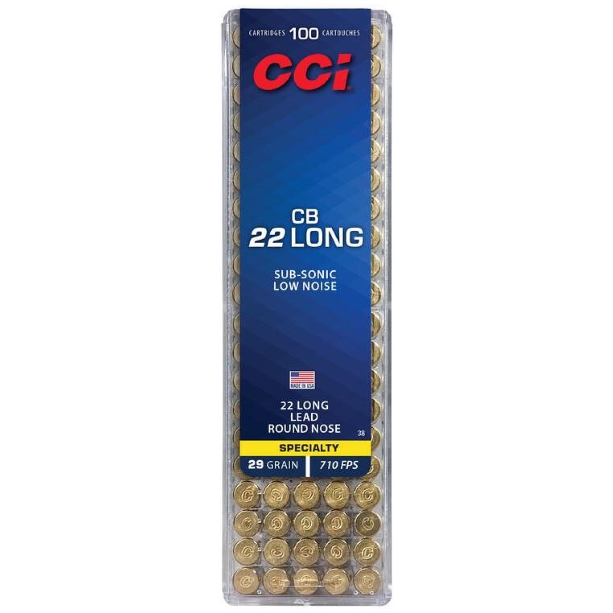 Cc0038_1. Jpg - cci cb long rimfire ammunition. 22 long 29 gr lrn 710 fps 100/ct - cc0038 1