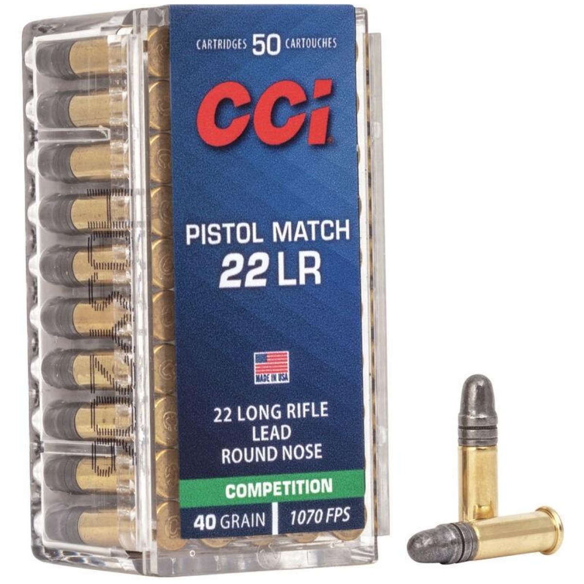 Cc0051_1. Jpg - cci pistol match rimfire ammunition. 22 lr 40 gr lrn 1070 fps 50/ct - cc0051 1