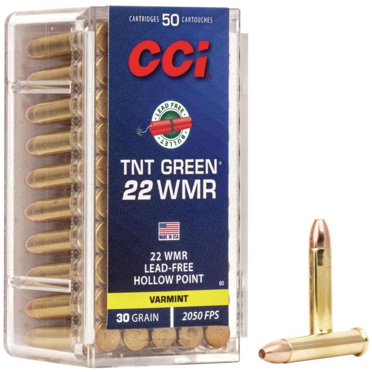 Cc0060. Jpg - cci tnt green rimfire ammunition. 22 wmr 30 gr. Hp 2050 fps 50/ct - cc0060