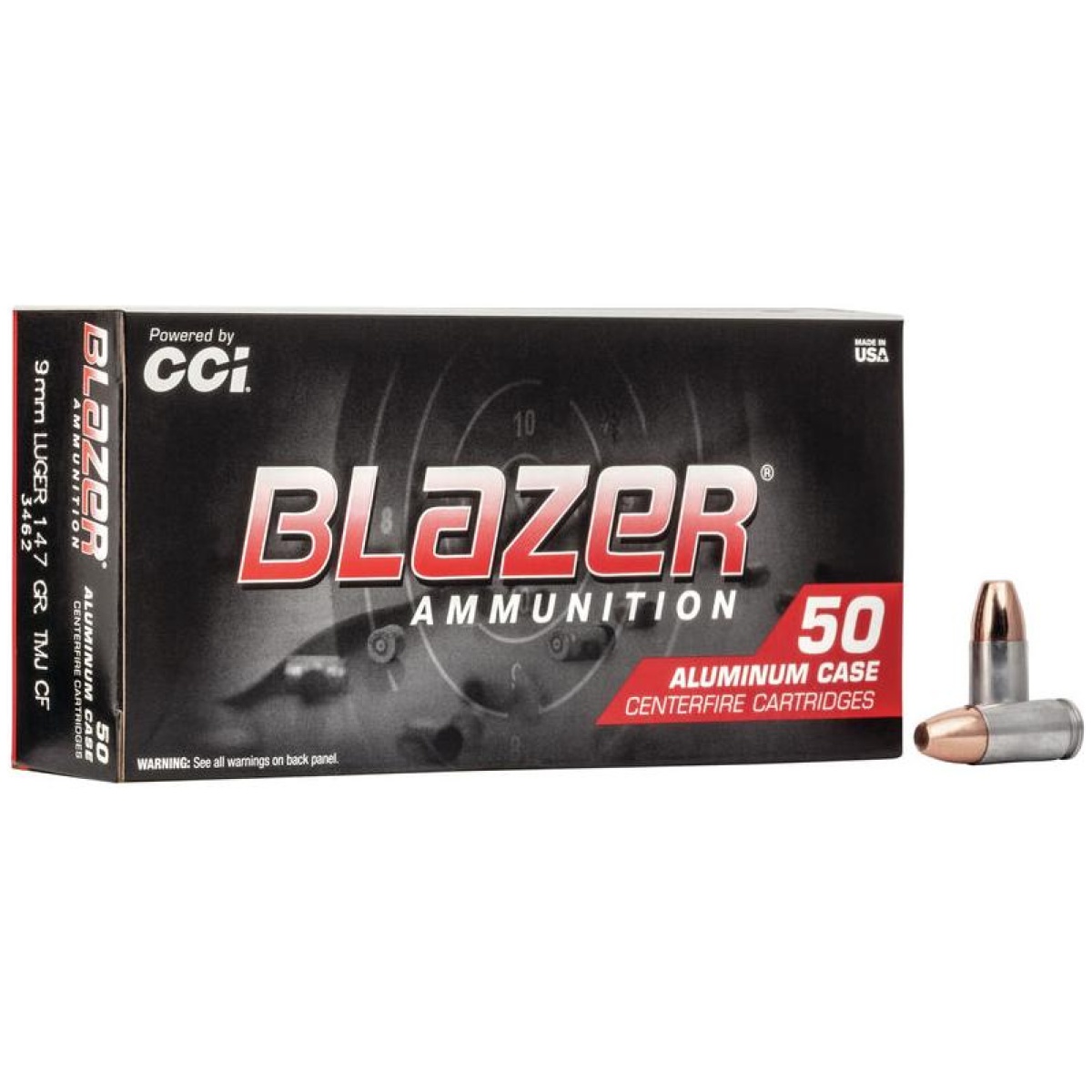 Cc3462. Jpg - cci blazer aluminum handgun ammunition 9mm luger 147 gr. Tmj 985 fps 50/ct - cc3462