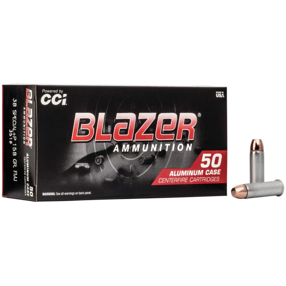 Cc3519_2. Jpg - cci blazer aluminum handgun ammunition. 38 spl +p 158 gr. Fmj 850 fps 50/ct - cc3519 2