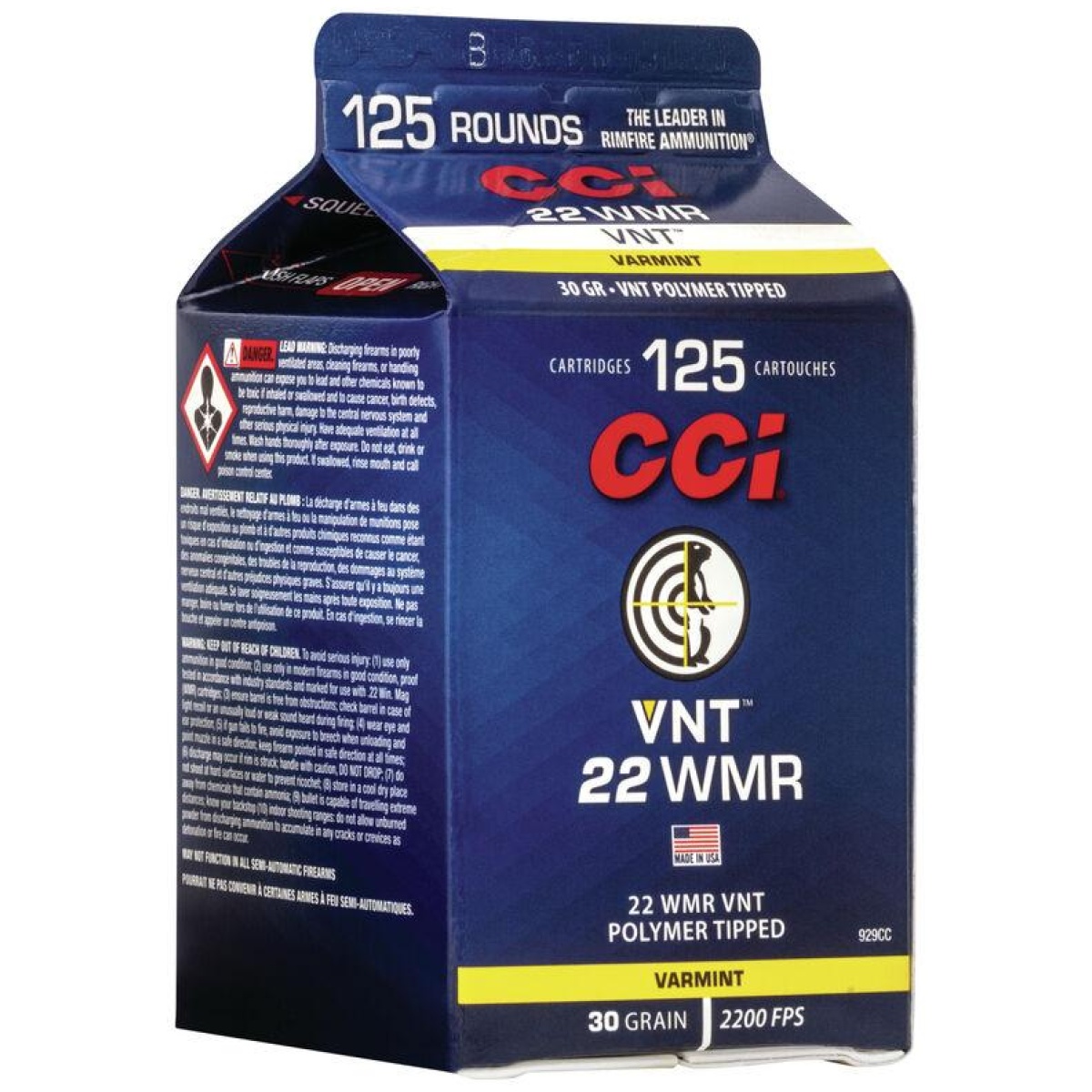 Cc929cc. Jpg - cci varmint rimfire ammunition. 22 wmr 30 gr vnt 2200 fps 125/ct - cc929cc