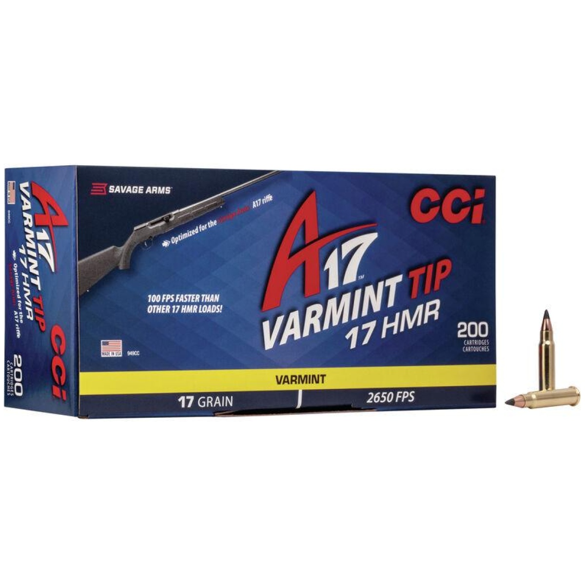 Cc949cc. Jpg - cci a17 varmint tip rimfire ammunition. 17 hmr 17 gr vtip 2650 fps 200/ct - cc949cc