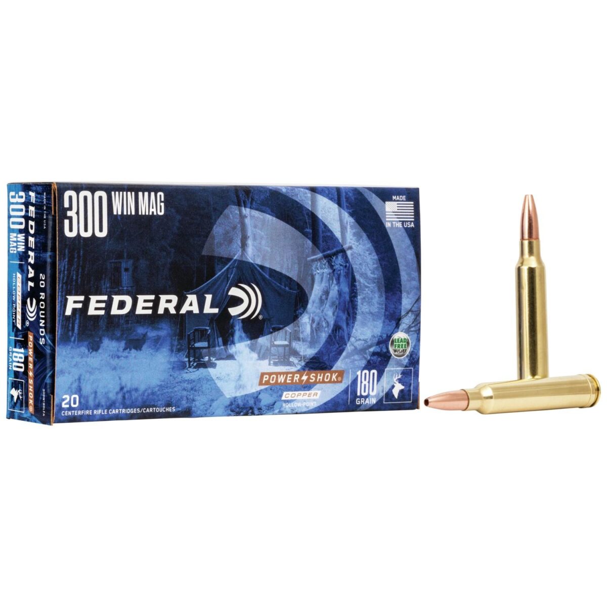 Fa300w180lfa_1. Jpg - federal copper power-shok rifle ammunition. 300 win mag 180gr chp 20/ct - fa300w180lfa 1