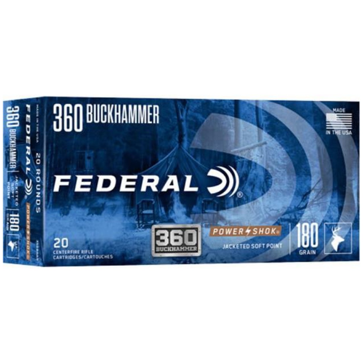 Fa360bhas. Jpg - federal power-shok rifle ammunition. 360 buckhammer 180gr jsp 2374 fps 20/ct - fa360bhas