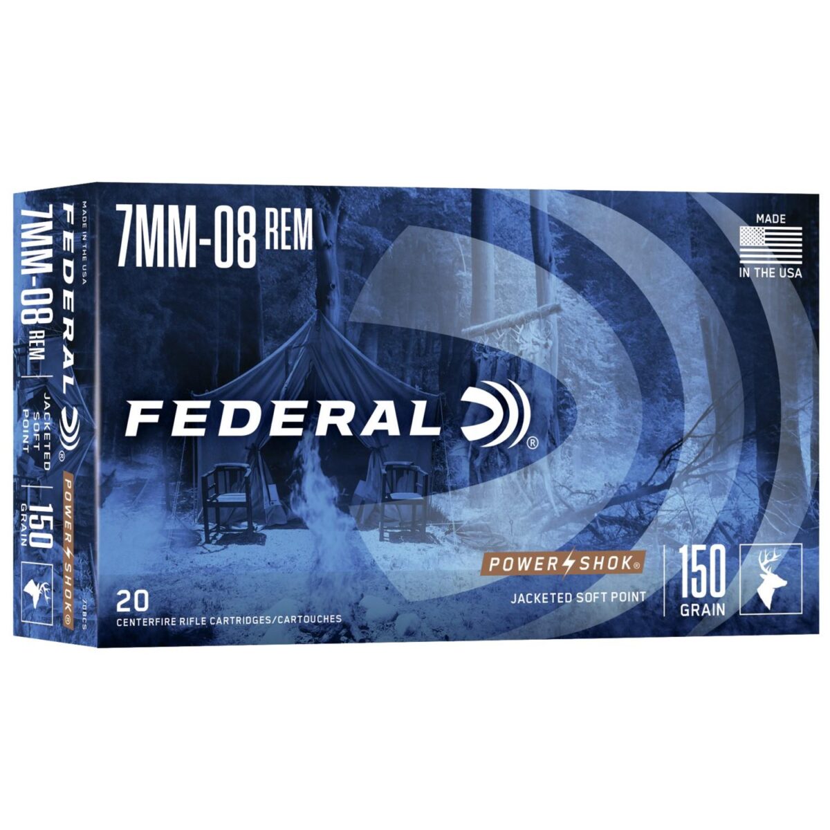 Fa708cs_1. Jpg - federal power-shok rifle ammunition 7mm-08 rem 150 gr sp 2650 fps - 20/box - fa708cs 1