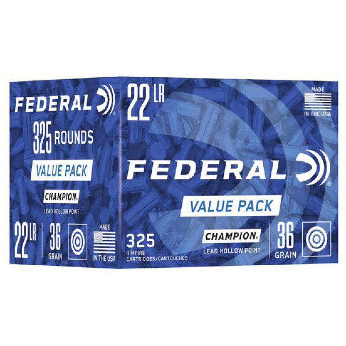 Fa749. Jpg - federal champion training rimfire ammunition. 22 lr 36gr hp 1260 fps 325/ct value pack - fa749