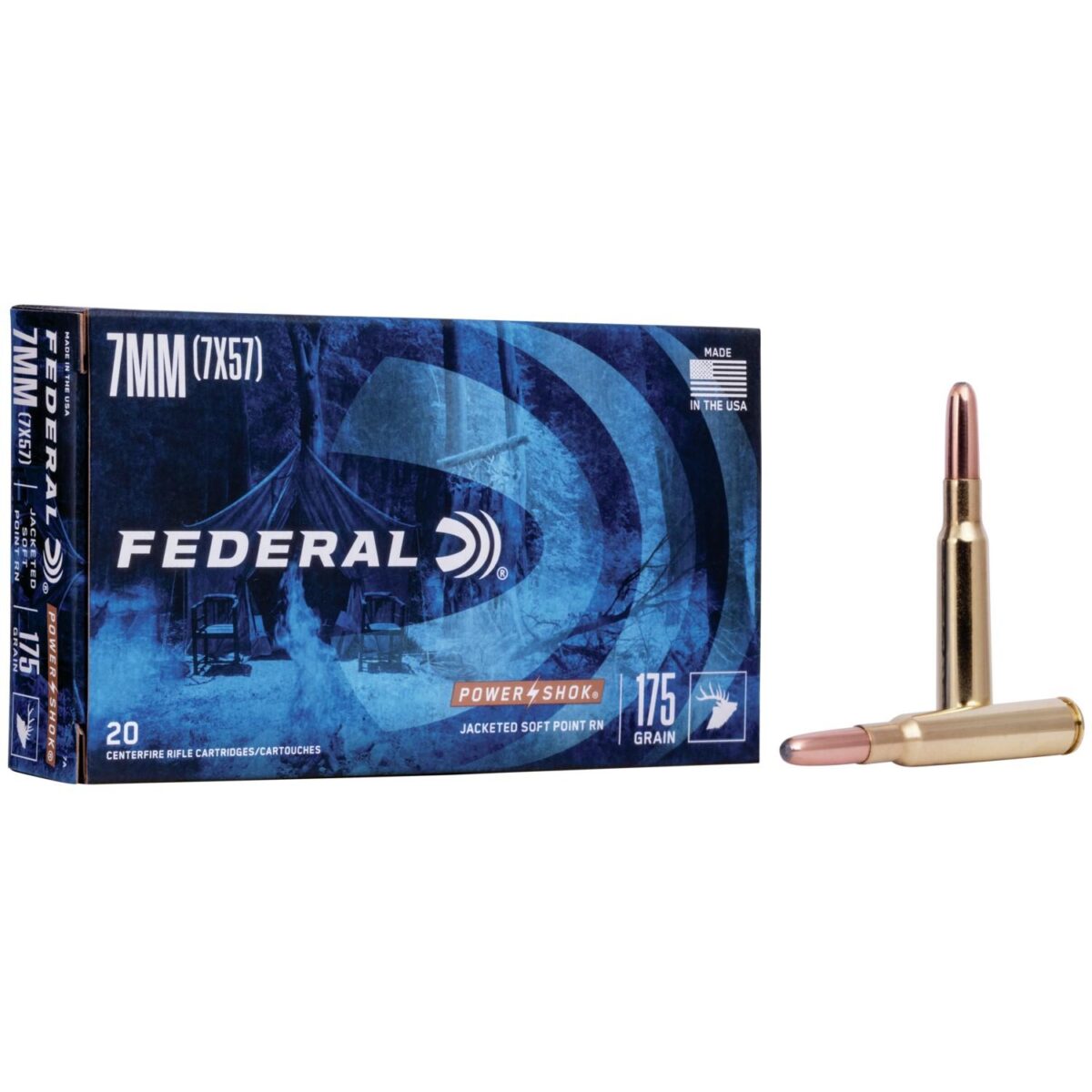 Fa7a_1. Jpg - federal power-shok rifle ammunition 7mm mauser 175 gr rnsp 2390 fps - 20/box - fa7a 1