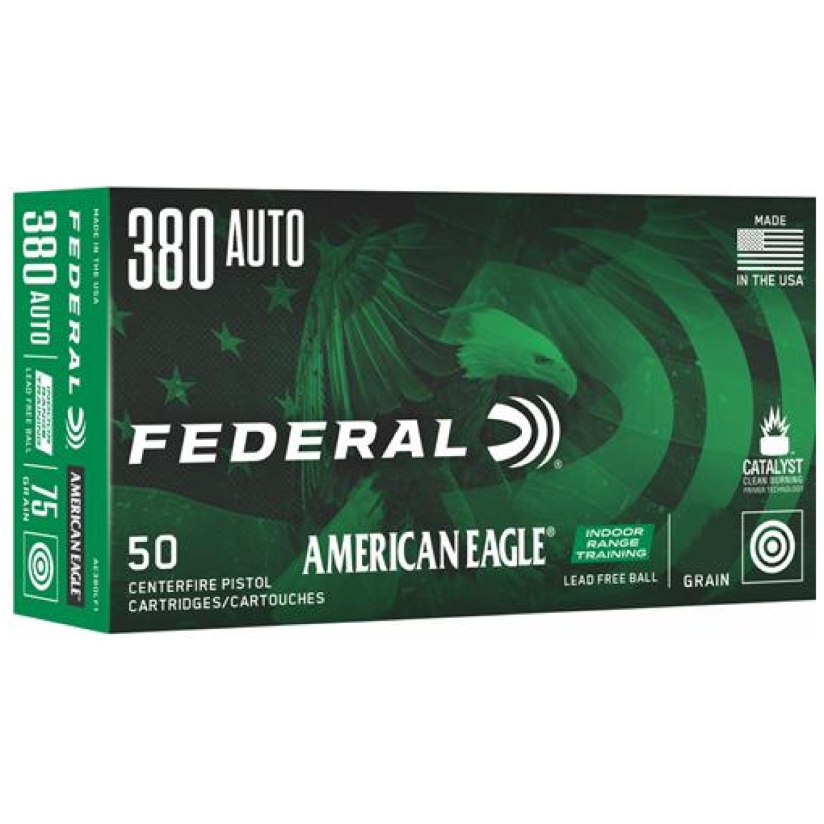 Faae380lf1. Jpg - federal american eagle irt lead free handgun ammuntion. 380 auto 75gr 890 fps 50/ct - faae380lf1