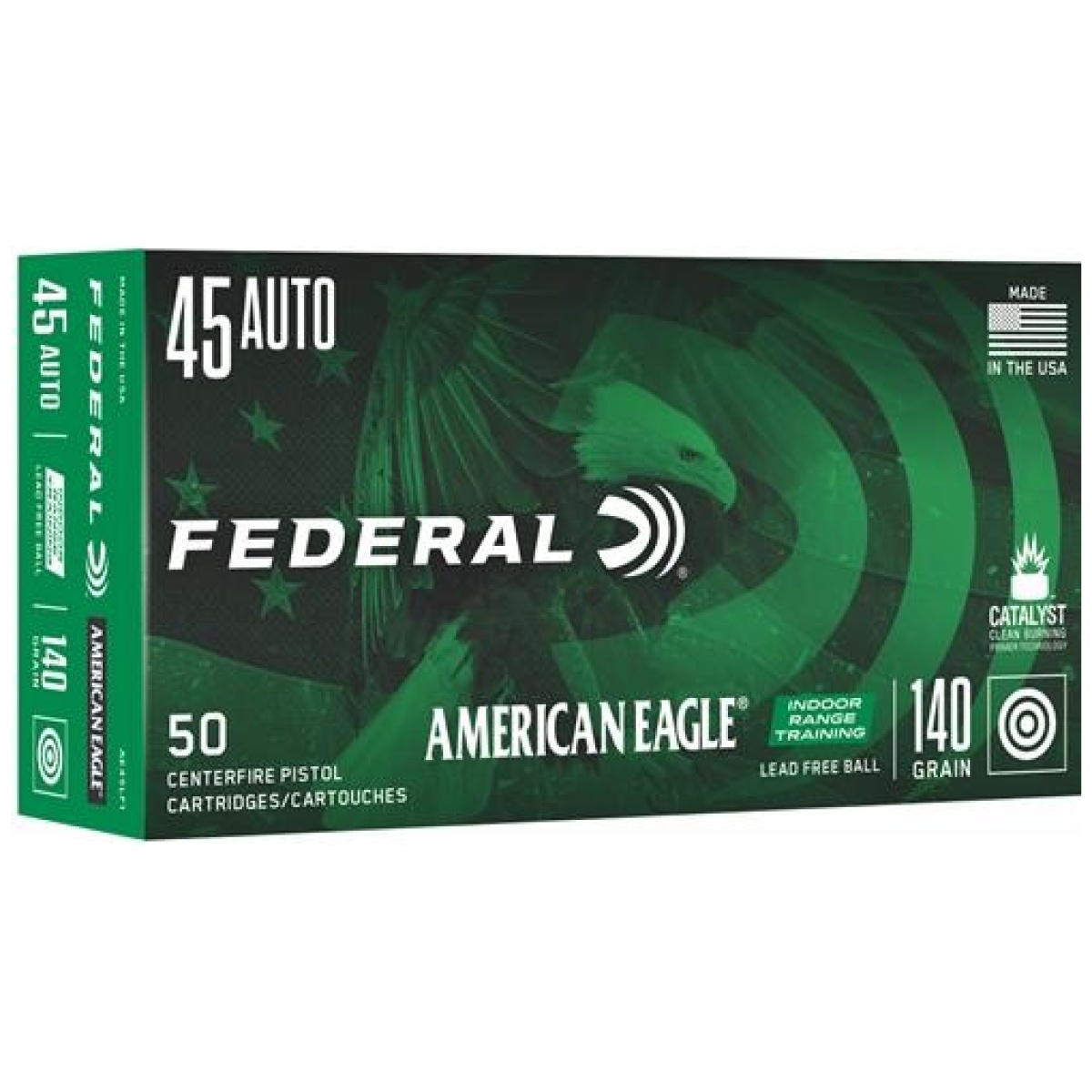 Faae45lf1. Jpg - federal american eagle irt lead free handgun ammunition. 45 acp 140gr fmj 50/ct - faae45lf1