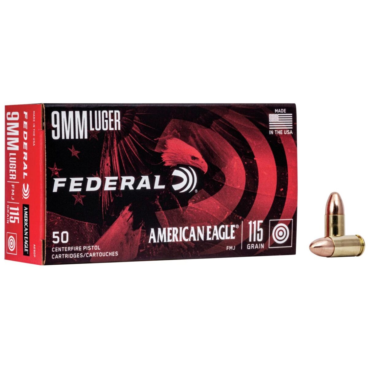 Faae9dp_3. Jpg - american eagle handgun ammunition 9mm luger 115 gr fmj 1180 fps 50/ct - faae9dp 3