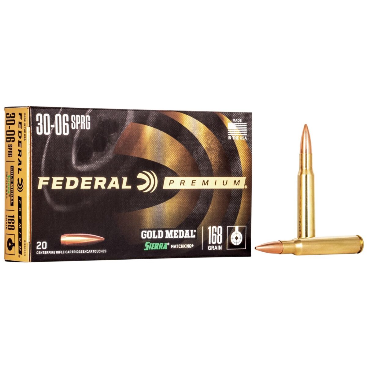 Fagm3006m_1. Jpg - federal premium gold medal sierra matchking rifle ammunition. 30-06 sprg 168 gr bthp 2700 fps - 20/box - fagm3006m 1