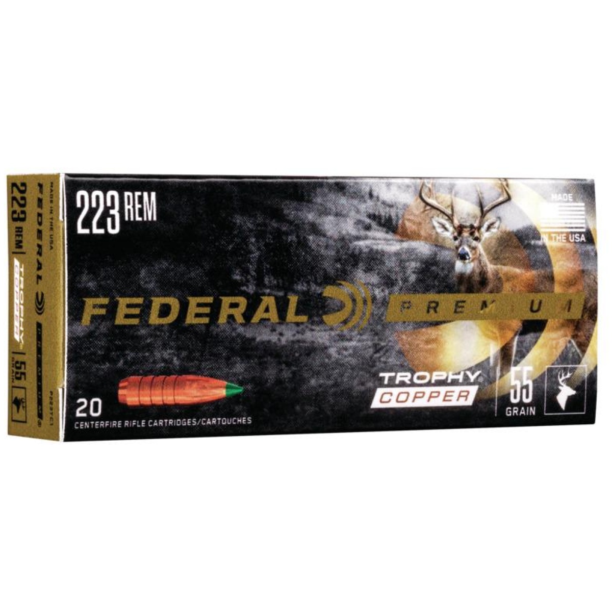 Fap223tc1. Jpg - federal premium vital-shok trophy copper rifle ammunition. 223 rem 55 gr poly tip 3240 fps 20/ct - fap223tc1