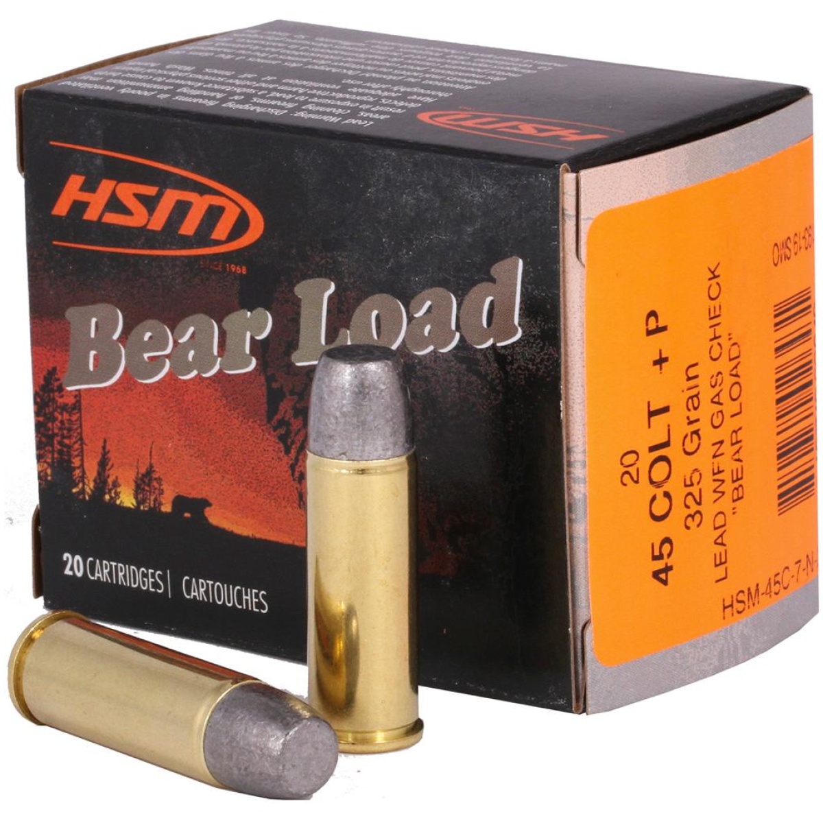 Hehsm45c7n2. Jpg - hsm bear load hard cast handgun ammunition. 45 colt 325gr wfn gas check 1155 fps 20/ct - hehsm45c7n2