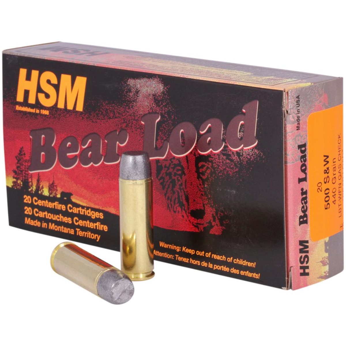 Hehsm500sw6n. Jpg - hsm bear load lead handgun ammunition. 500 s&w 440gr wfn 1500 fps 20/ct - hehsm500sw6n