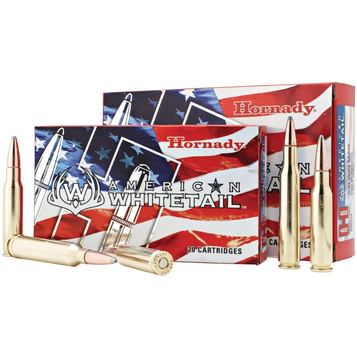 Ho82044. Jpg - hornady american whitetail rifle ammunition. 300 win mag 180 gr btsp 2960 fps 20/ct - ho82044