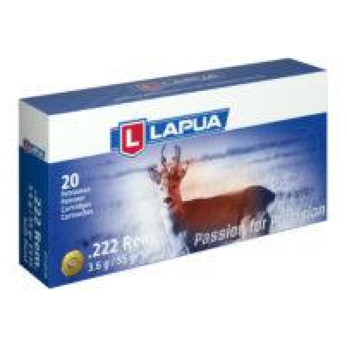 Lp4315021. Jpg - lapua rifle ammuntion. 222 rem 55gr fmj 2887 fps 20/ct - lp4315021