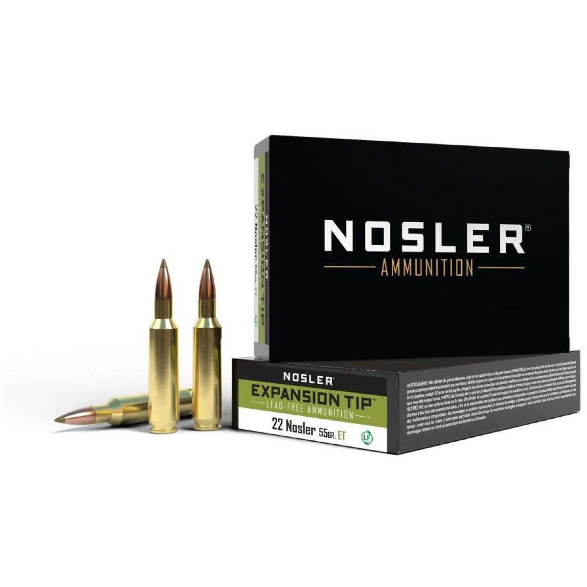 No40140-1. Jpg - nosler e-tip rifle ammunition. 22 nosler 55gr etip 3500 fps 20/ct - no40140 1