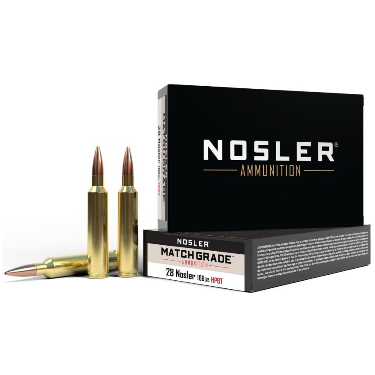 No51287-1. Jpg - nosler match grade rifle ammunition 28 nos 168 gr hpbt 3075 fps 20/ct - no51287 1