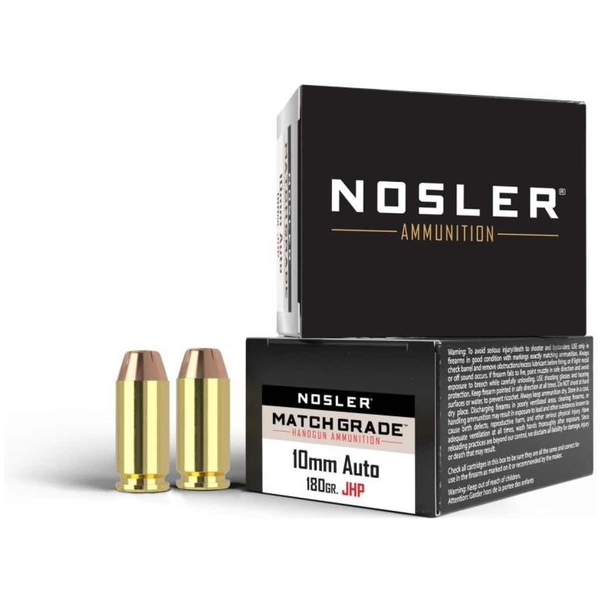 No51400-1. Jpg - nosler match grade handgun ammuntion 10mm auto 180gr jhp 1150 fps 20/ct - no51400 1