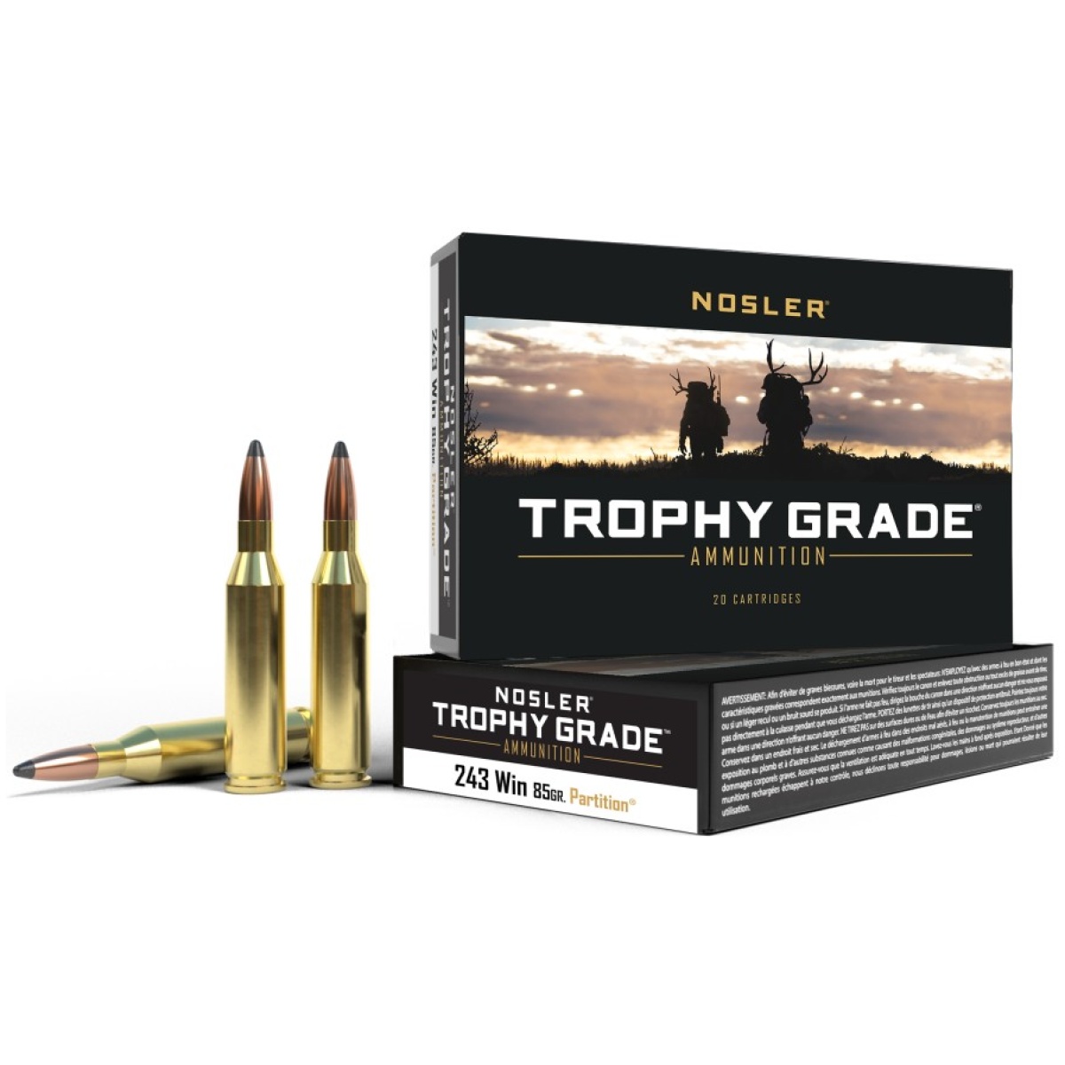 No60002-1. Jpg - nosler trophy grade rifle ammunition. 243 win 85 gr pt 3225 fps - 20/box - no60002 1