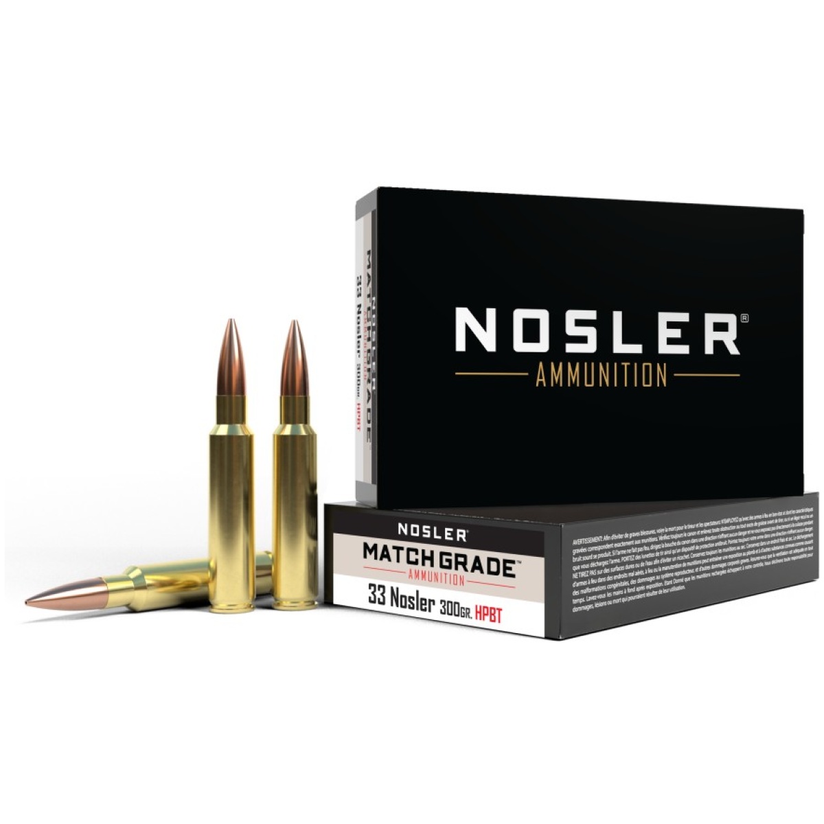 No60031-1. Jpg - nosler match grade rifle ammunition. 33 nosler 300 gr cc 2550 fps 20/ct - no60031 1