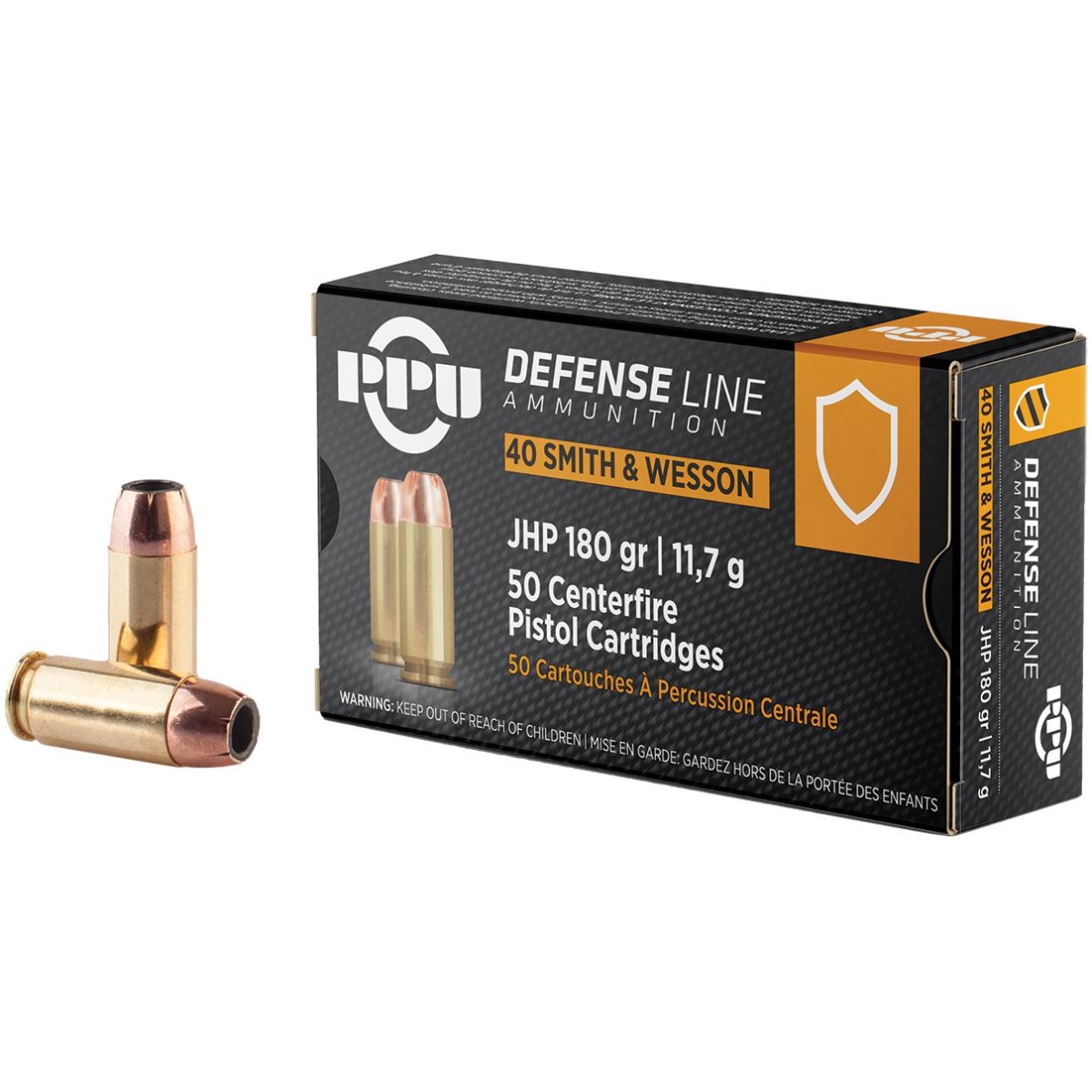 Oqppd40_1. Jpg - ppu handgun ammunition. 40 s&w auto 180 gr jhp 967 fps 50/ct - oqppd40 1