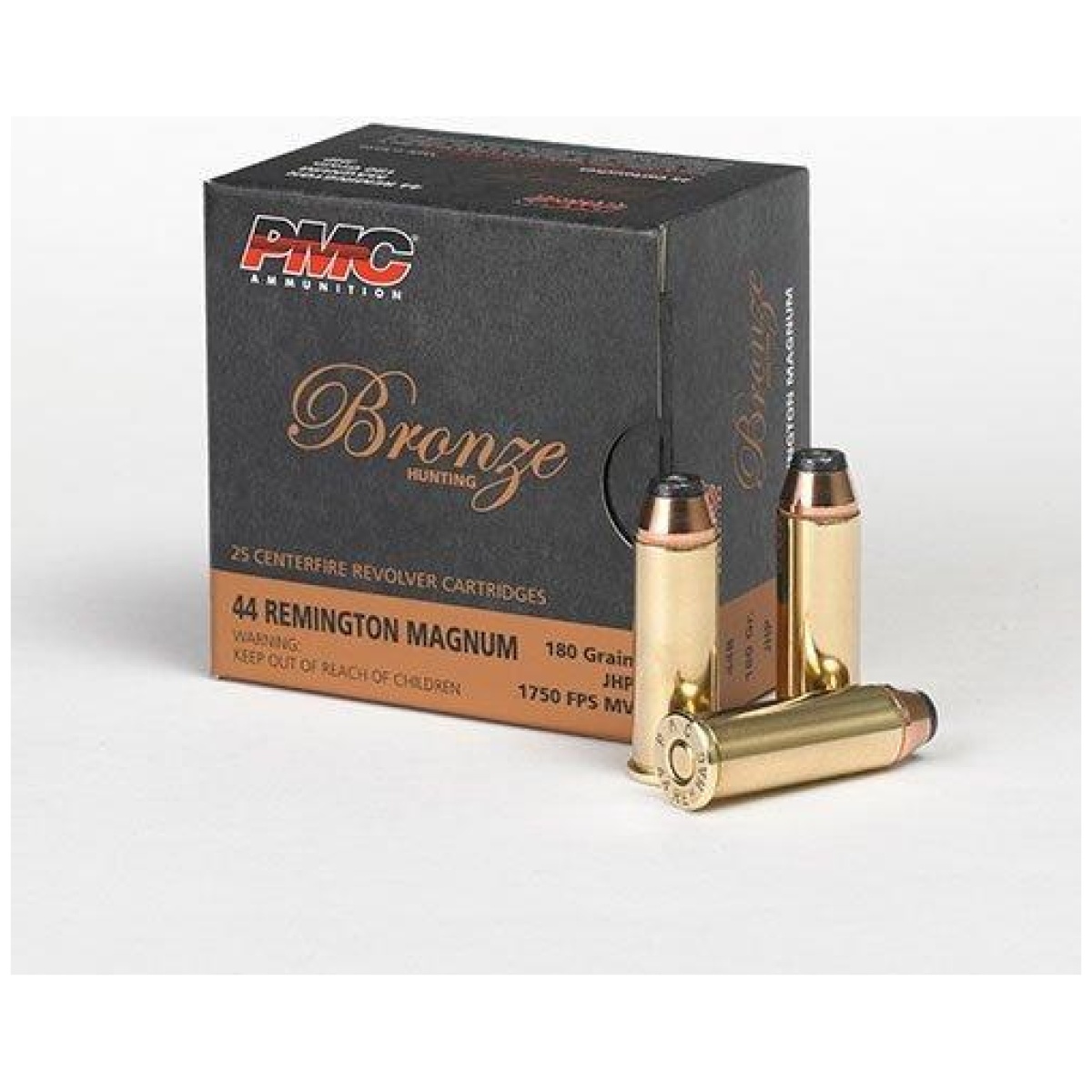 Pm44b. Jpg - pmc bronze handgun ammunition. 44 mag 180 gr jhp 1750 fps 25/ct - pm44b