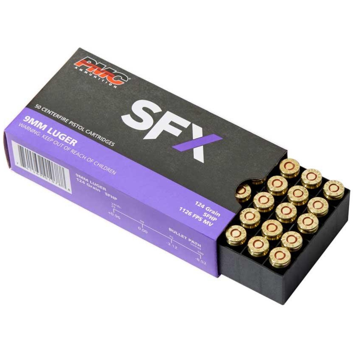 Pm9sfx. Jpg - pmc sfx handgun ammunition 9mm luger 124 gr. Jhp 1201 fps 50/ct - pm9sfx