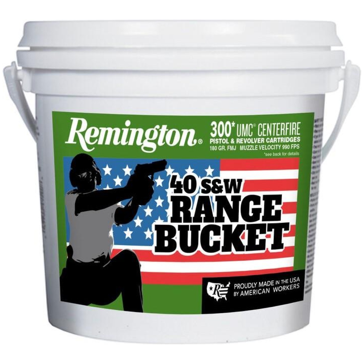 Rt23976-1. Jpg - remington umc range bucket handgun ammunition. 40 s&w 180 gr fmj 990 fps 300/ct - rt23976 1