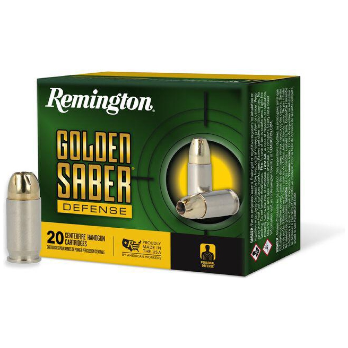 Rt27605. Jpg - remington golden saber defense ammunition. 380 auto 102gr bjhp 815 fps 20/ct - rt27605