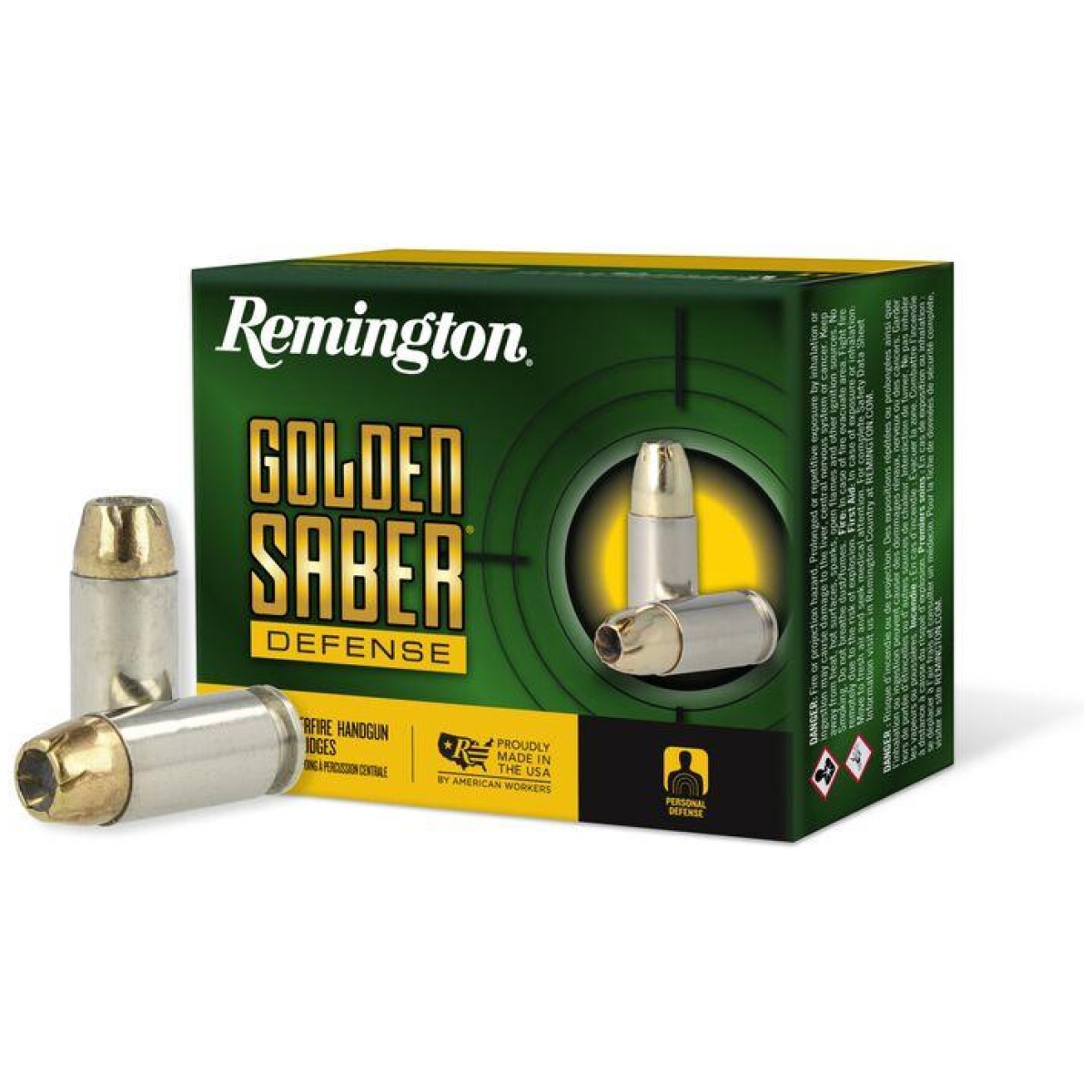 Rt27607. Jpg - remington golden saber defense ammunition. 40 s&w 165gr bjhp 1150 fps 20/ct - rt27607