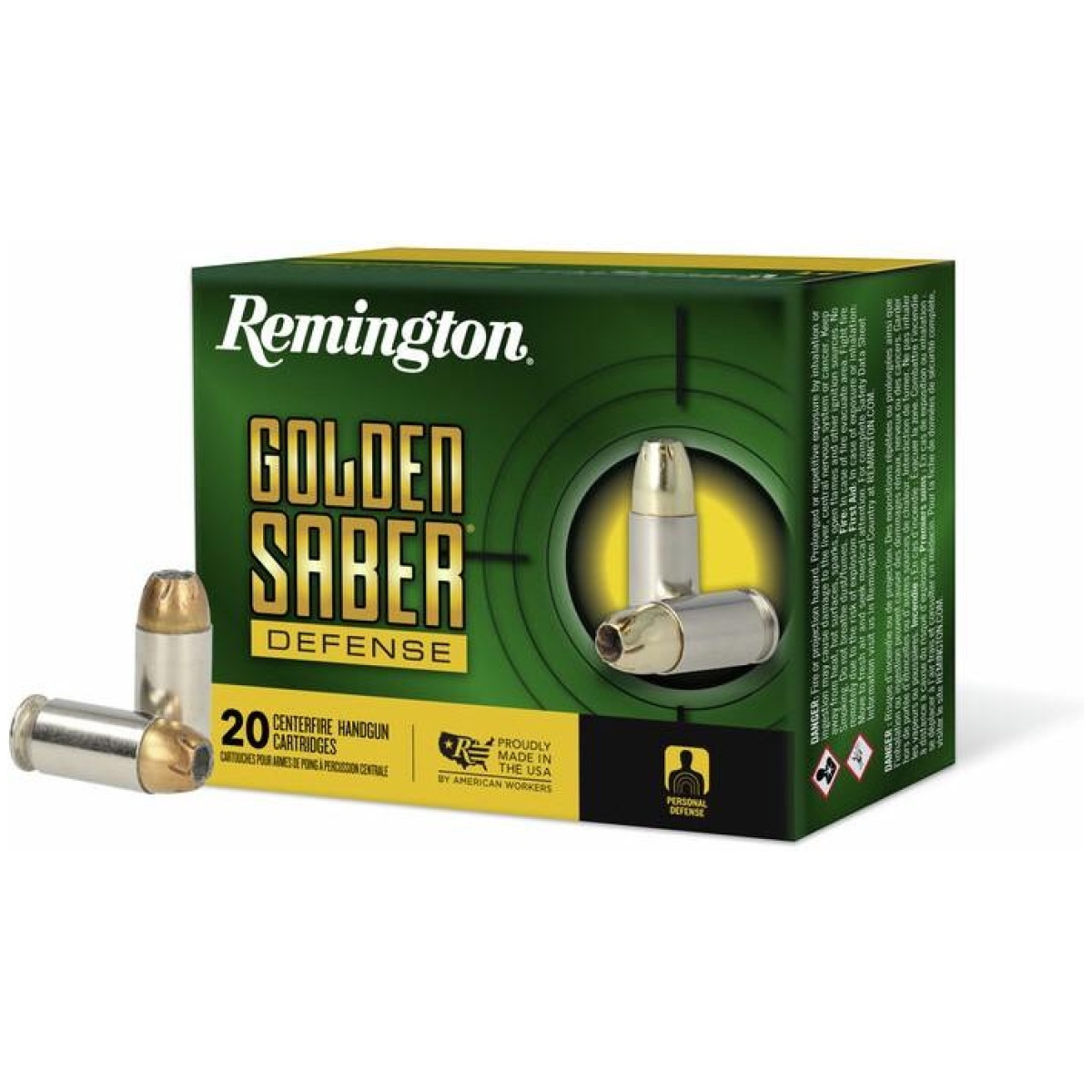 Rt27609-1. Jpg - remington golden saber defense ammunition. 45 auto 185gr bjhp 1015 fps 20/ct - rt27609 1