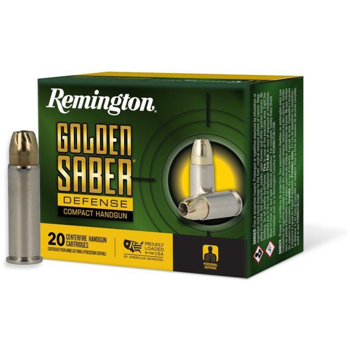 Rt27617. Jpg - remington golden saber defense compact ammunition. 38 spl(+p) 125gr bjhp 895 fps 20/ct - rt27617