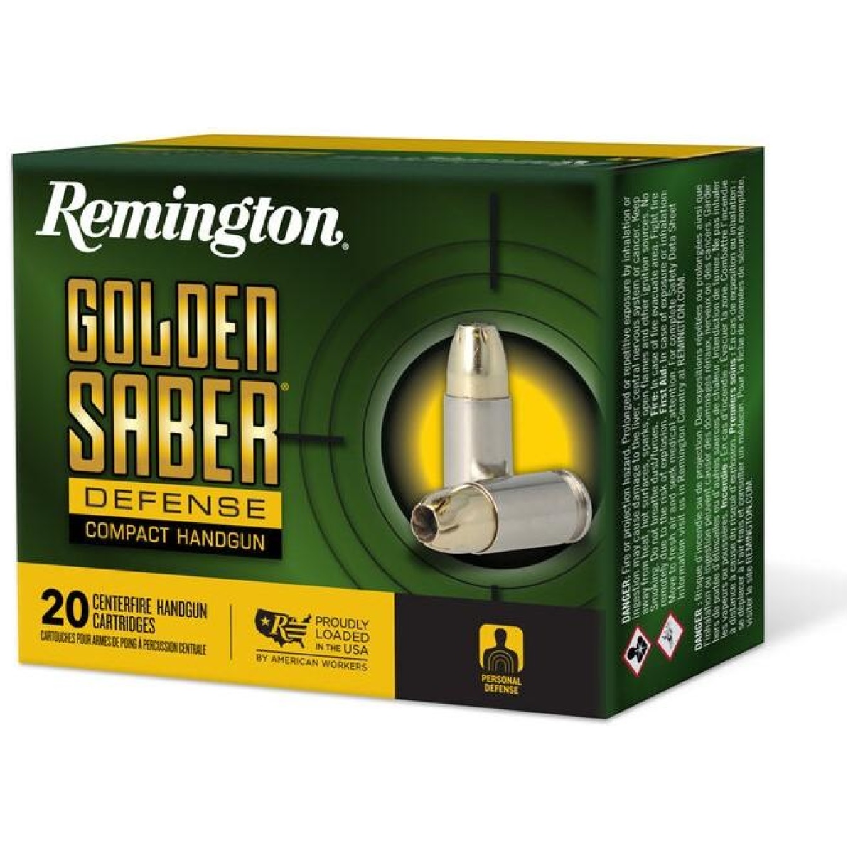 Rt27619-1. Jpg - remington golden saber defense compact ammunition. 45 auto 230 gr bjhp 725 fps 20/ct - rt27619 1