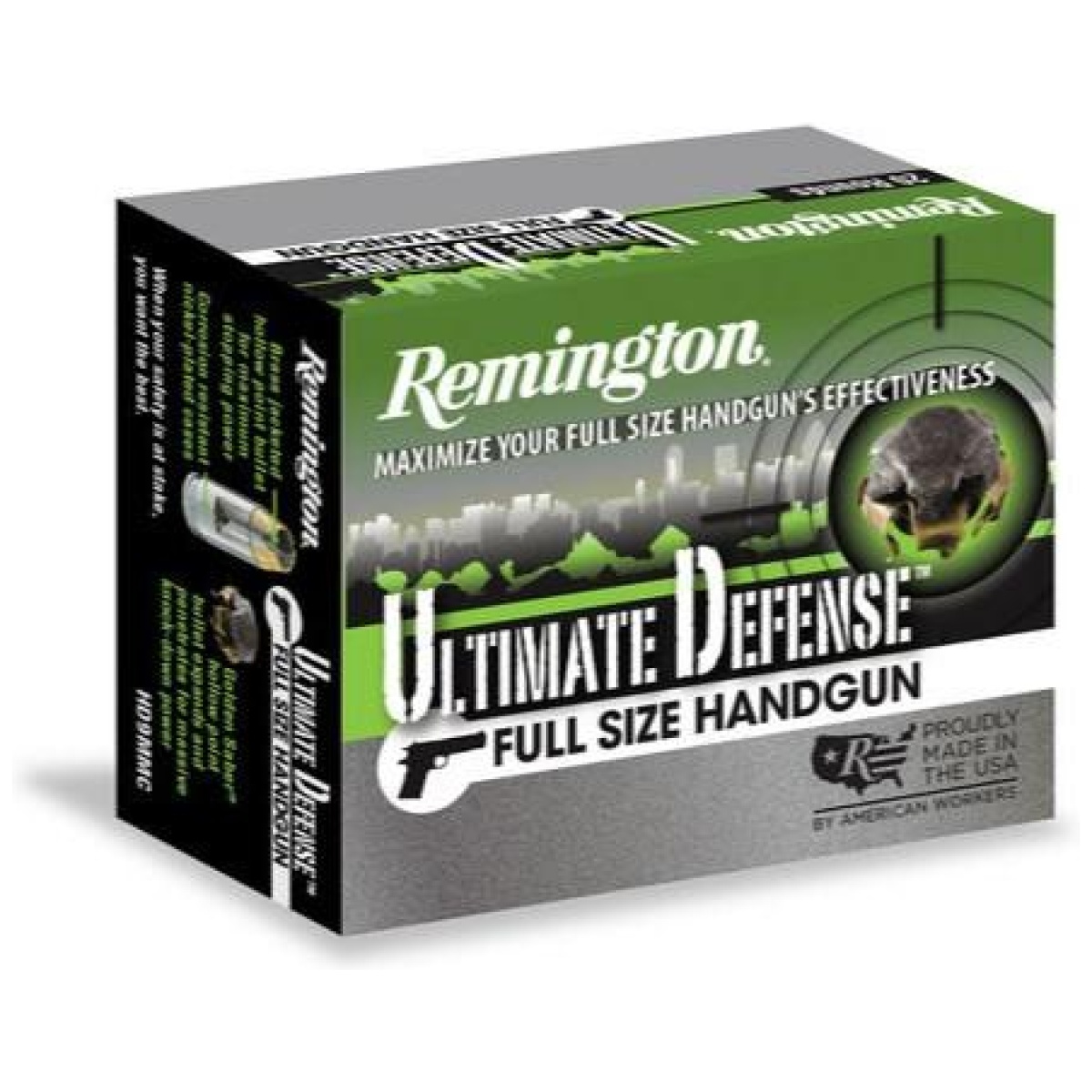 Rt28971-1. Jpg - remington ultimate defense full sized handgun ammunition. 45 acp 185 gr. Bjhp 1015 fps 20/ct - rt28971 1