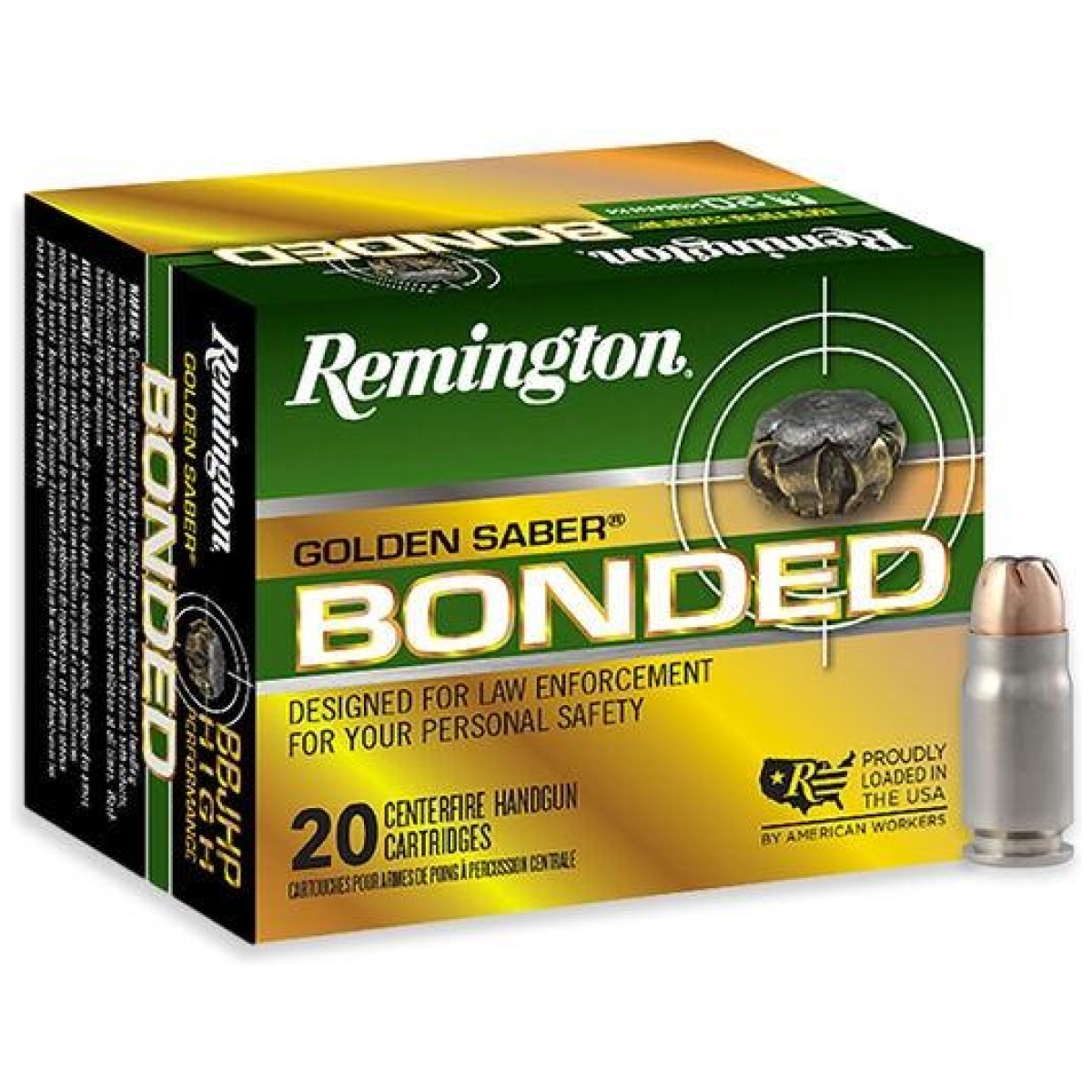 Rt29407-1. Jpg - remington golden saber bonded handgun ammunition. 357 sig 125 gr bjhp 1350 fps 20/ct - rt29407 1