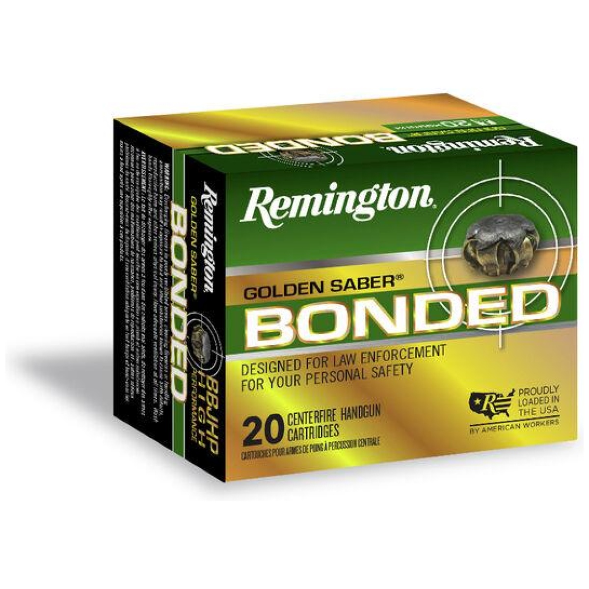 Rtr21368. Jpg - remington golden saber defense bonded handgun ammunition 10mm auto 180gr bjhp 1150 fps 20/ct - rtr21368